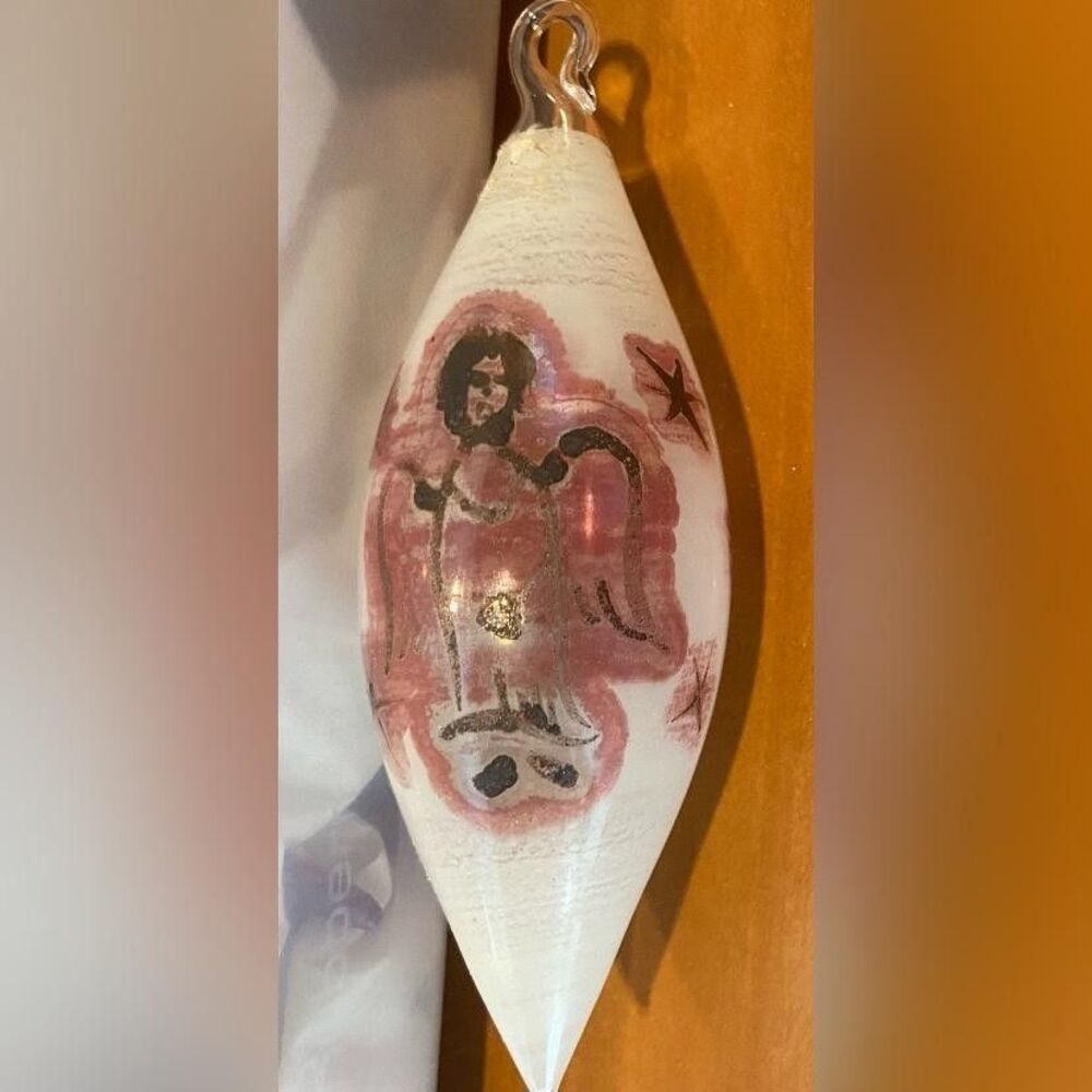 Vintage Original FW Glass Angel Christmas Ornament White Handmade W Germany